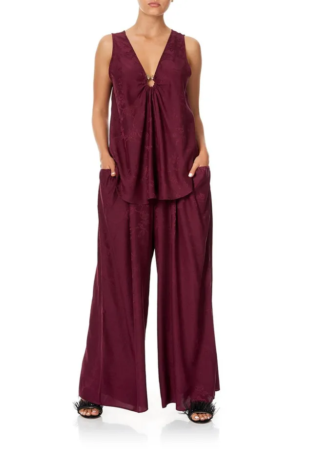 Camilla Tops Women Wide Strap URing Top Burgundy