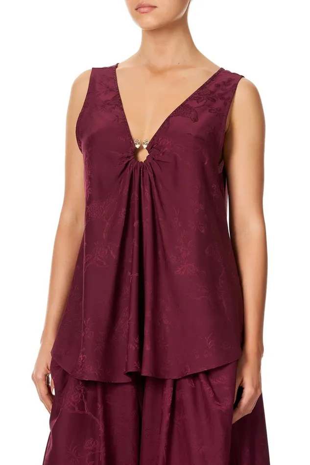 Camilla Tops Women Wide Strap URing Top Burgundy