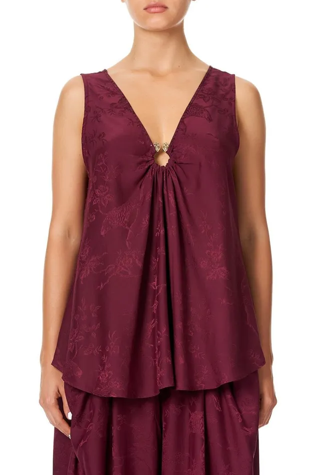 Camilla Tops Women Wide Strap URing Top Burgundy