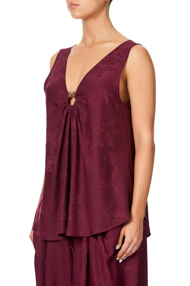 Camilla Tops Women Wide Strap URing Top Burgundy