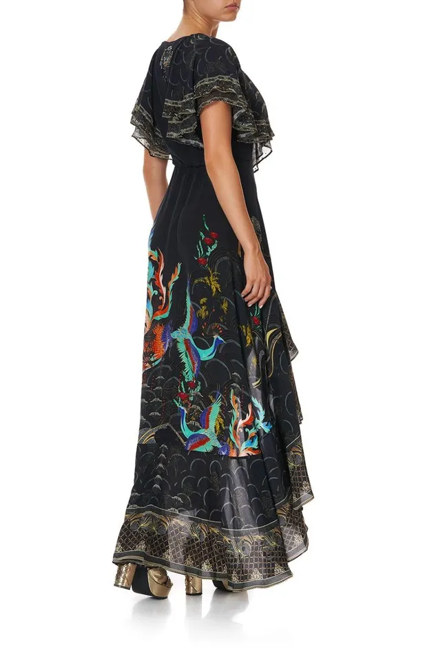 Camilla Wedding Guest Dresses Women Frill Sleeve Long Dress Wise Wings