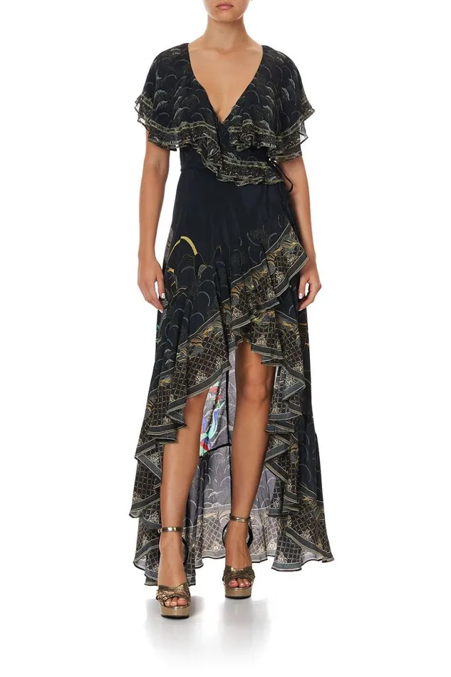 Camilla Wedding Guest Dresses Women Frill Sleeve Long Dress Wise Wings