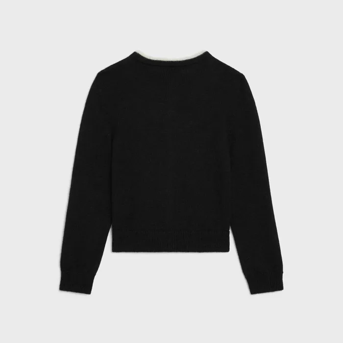 Cardigan With Bow In Alpaca Blackecru Men CELINE KNITWEAR