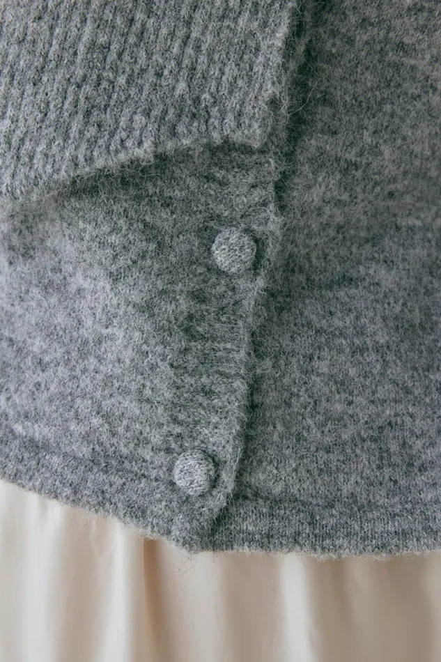 Cardigans Women VRG GRL Sable Knit Cardigan Grey Cardigans Women VRG GRL Sable Knit Cardigan Grey