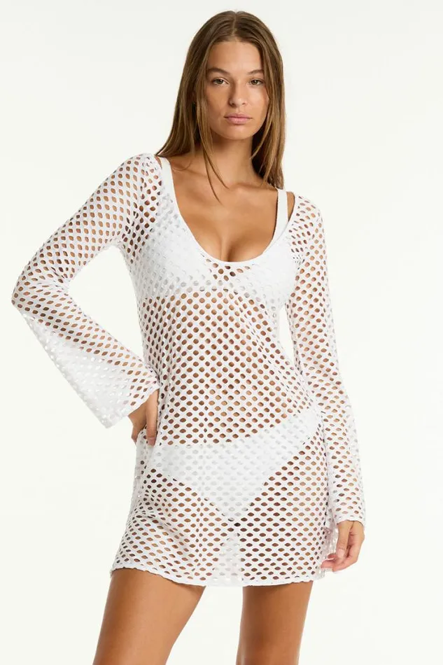 Castaway Mesh Cover Up Castaway White Women Sea Level Overswim