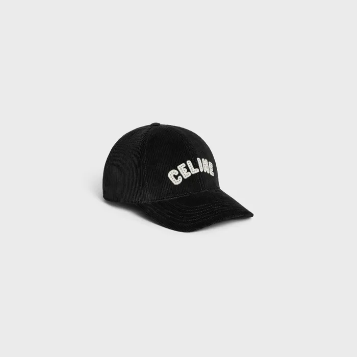 Celine Baseball Cap In Corduroy Black Men CELINE HATS AND SOFT ACCESSORIES