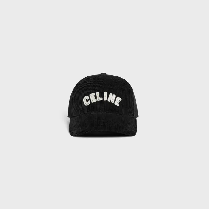 Celine Baseball Cap In Corduroy Black Men CELINE HATS AND SOFT ACCESSORIES