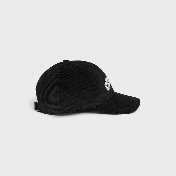 Celine Baseball Cap In Corduroy Black Men CELINE HATS AND SOFT ACCESSORIES