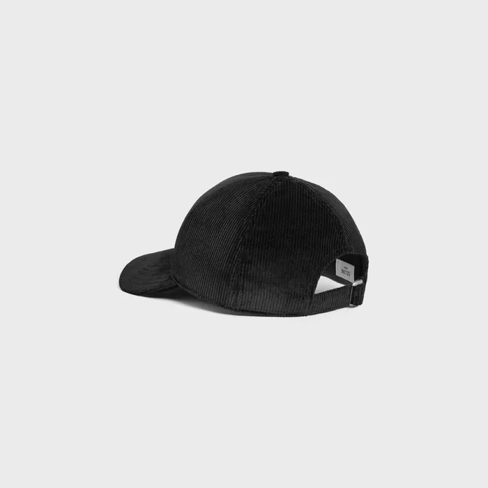 Celine Baseball Cap In Corduroy Black Men CELINE HATS AND SOFT ACCESSORIES