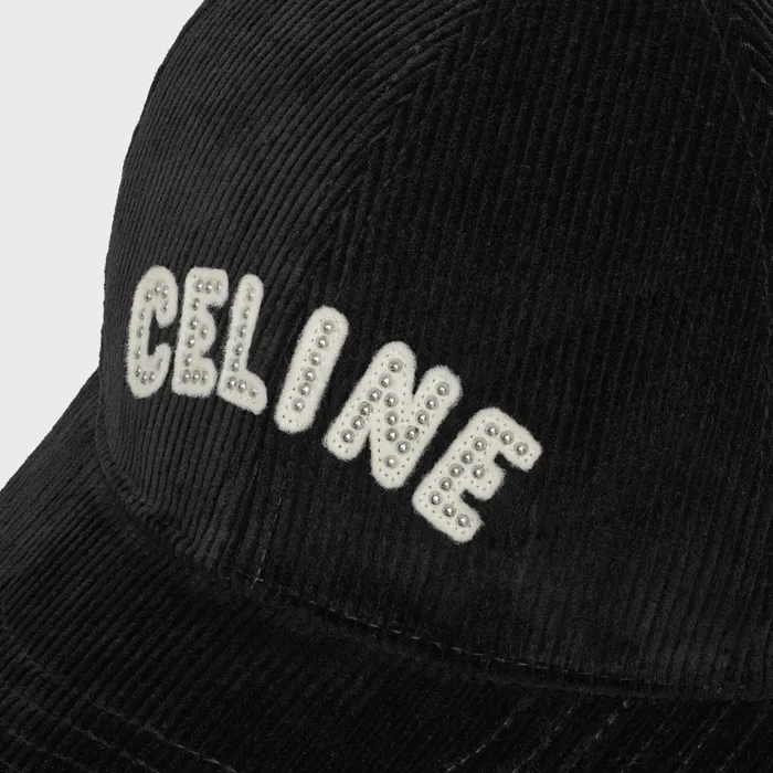 Celine Baseball Cap In Corduroy Black Men CELINE HATS AND SOFT ACCESSORIES