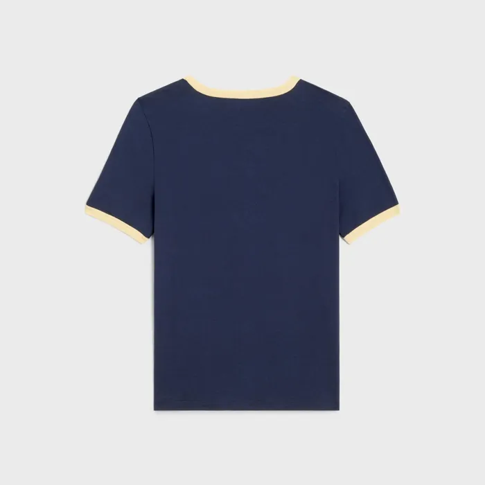 Celine California 70039S TShirt In Cotton Jersey Bleu Nuit Lemon Pie Off Wh Women CELINE TSHIRTS AND SWEATSHIRTS