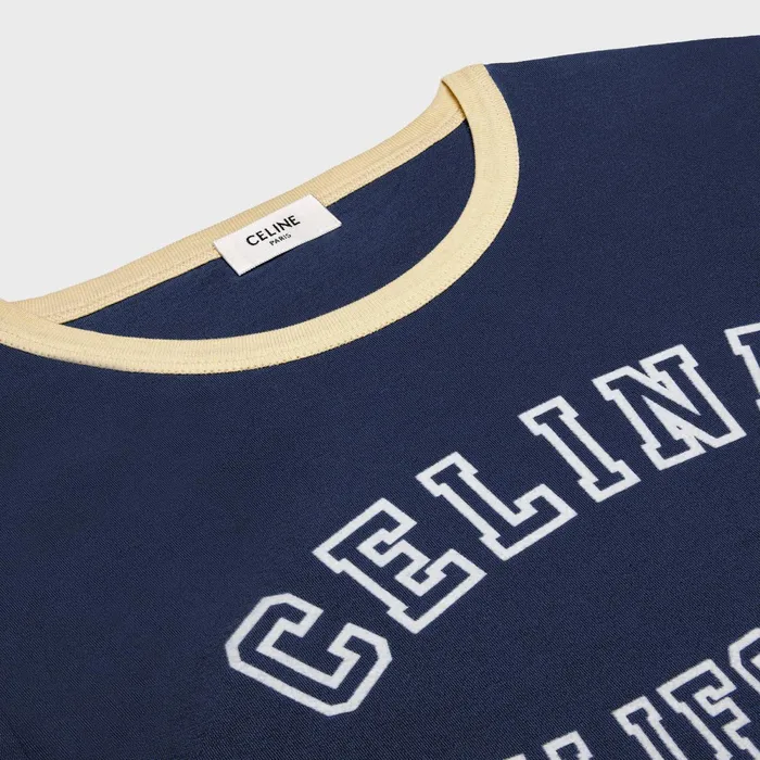 Celine California 70039S TShirt In Cotton Jersey Bleu Nuit Lemon Pie Off Wh Women CELINE TSHIRTS AND SWEATSHIRTS