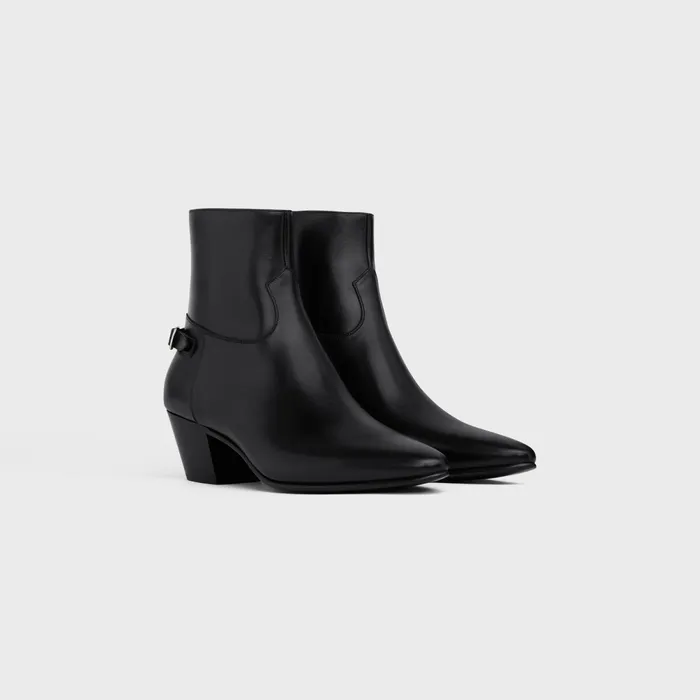 Celine Jacno Back Buckle Zipped Boot In Shiny Calfskin Black Men CELINE BOOTS Celine Jacno Back Buckle Zipped Boot In Shiny Calfskin Black Men CELINE BOOTS