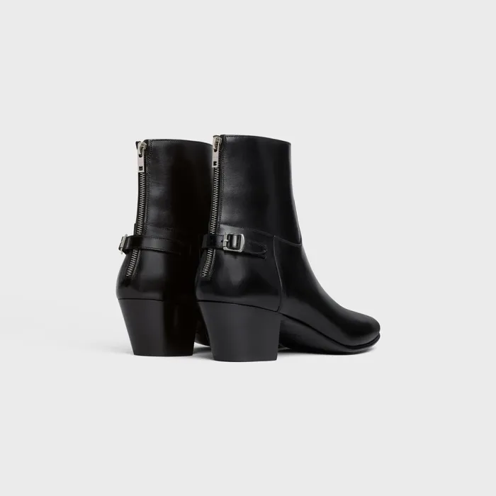 Celine Jacno Back Buckle Zipped Boot In Shiny Calfskin Black Men CELINE BOOTS Celine Jacno Back Buckle Zipped Boot In Shiny Calfskin Black Men CELINE BOOTS