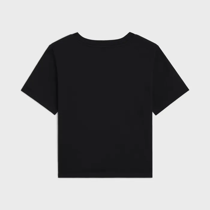 Celine Paris Boxy TShirt In Cotton Jersey Black White Women CELINE TSHIRTS AND SWEATSHIRTS
