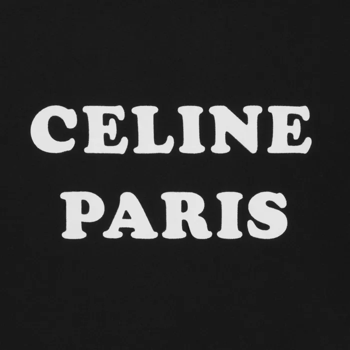 Celine Paris Boxy TShirt In Cotton Jersey Black White Women CELINE TSHIRTS AND SWEATSHIRTS