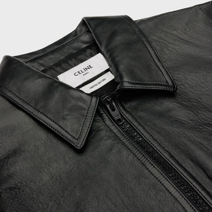 Celine Wiltern Blouson Jacket In Soft Lambskin Black Men CELINE LEATHER