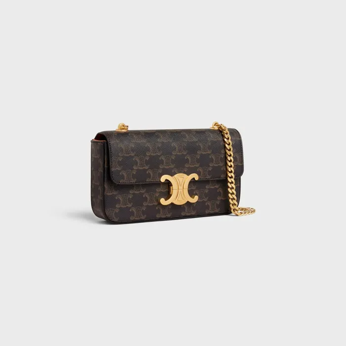 Chain Shoulder Bag Claude In Triomphe Canvas Tan Women CELINE CLAUDE Chain Shoulder Bag Claude In Triomphe Canvas Tan Women CELINE CLAUDE