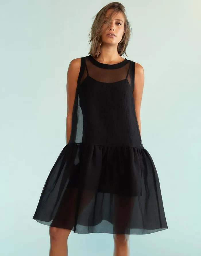 Chloe Organza Dress 8211 Black Women Cynthia Rowley Dresses