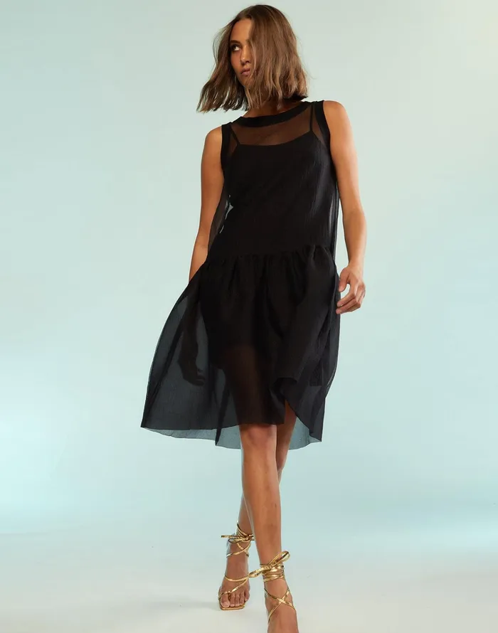 Chloe Organza Dress 8211 Black Women Cynthia Rowley Dresses