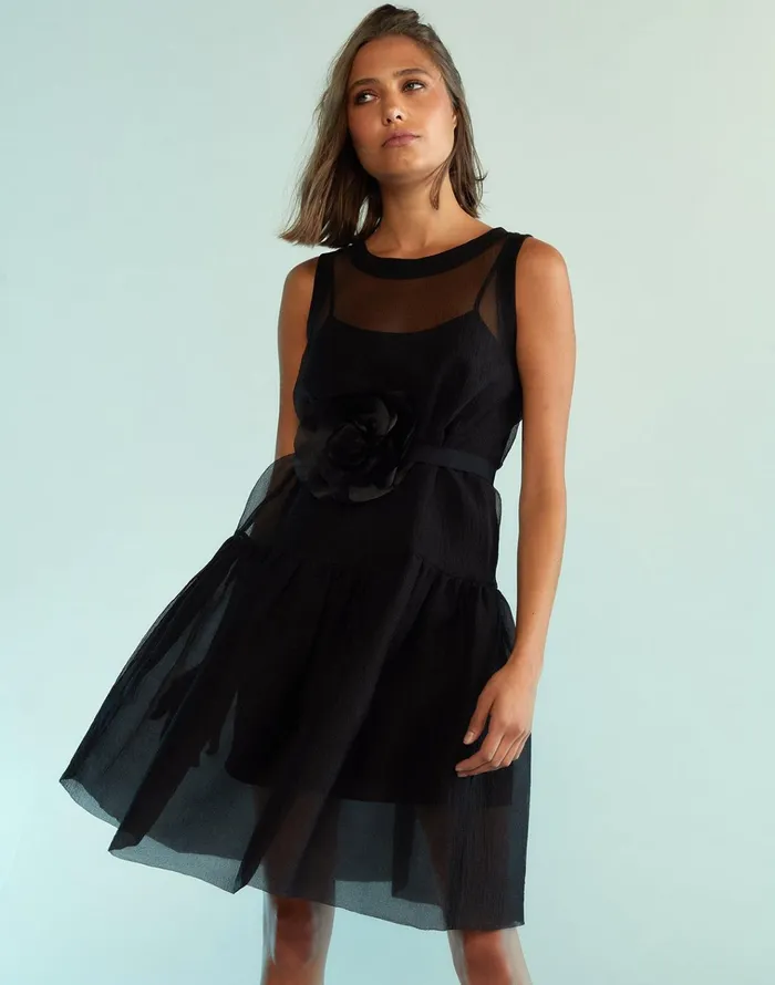 Chloe Organza Dress 8211 Black Women Cynthia Rowley Dresses
