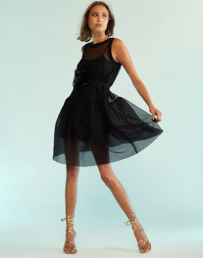 Chloe Organza Dress 8211 Black Women Cynthia Rowley Dresses