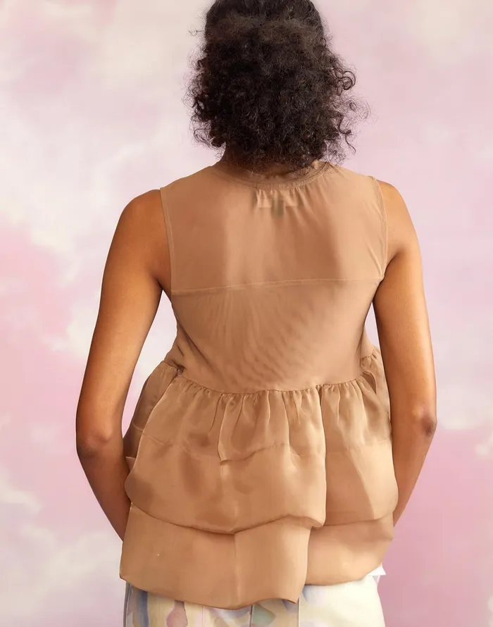 Chloe Organza Flower Top 8211 Camel Women Cynthia Rowley Tops