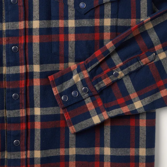 Classic Cut Men Stetson Brushed Twill Plaid Shirt Blue