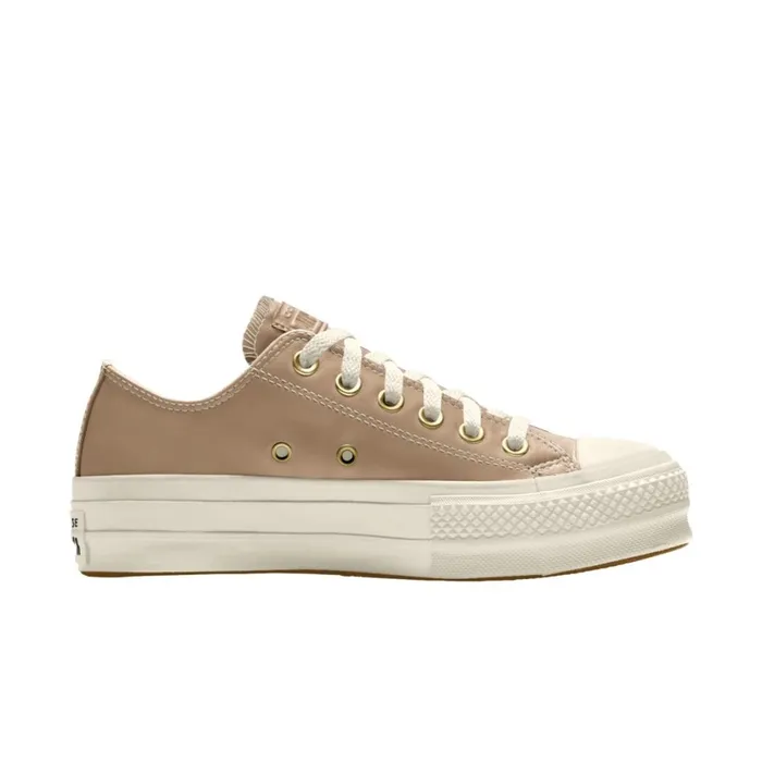 Converse Platforms Custom Chuck Taylor All Star Lift Platform Leather By You Champagne Tan 8211 MenWomen