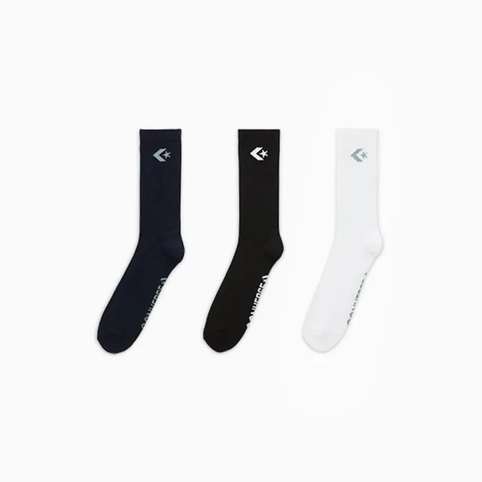 Converse Socks 3Pack Classic Star Chevron Crew Socks Navyblackwhite 8211 Men