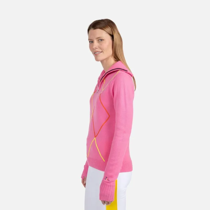 Damen Sweatshirts Und Pullover Rossignol Damenpullover Mit Halblangem Reiverschluss JCC Newpink