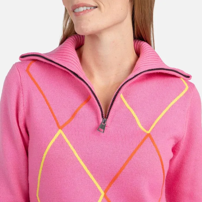 Damen Sweatshirts Und Pullover Rossignol Damenpullover Mit Halblangem Reiverschluss JCC Newpink