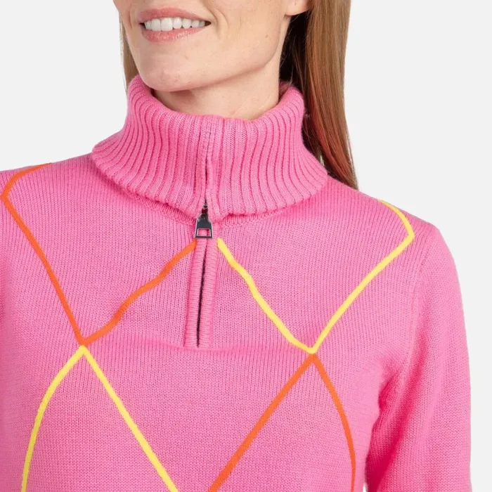 Damen Sweatshirts Und Pullover Rossignol Damenpullover Mit Halblangem Reiverschluss JCC Newpink
