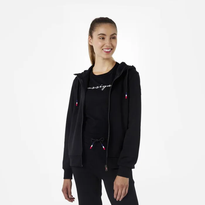 Damen Sweatshirts Und Pullover Rossignol Logo Damensweatshirt Mit Kapuze Und Durchgehendem Reiverschluss Black200
