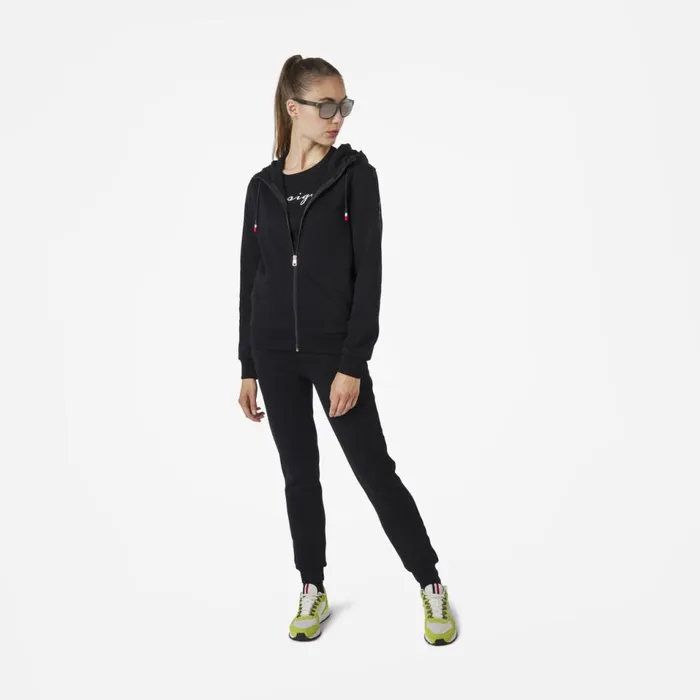 Damen Sweatshirts Und Pullover Rossignol Logo Damensweatshirt Mit Kapuze Und Durchgehendem Reiverschluss Black200