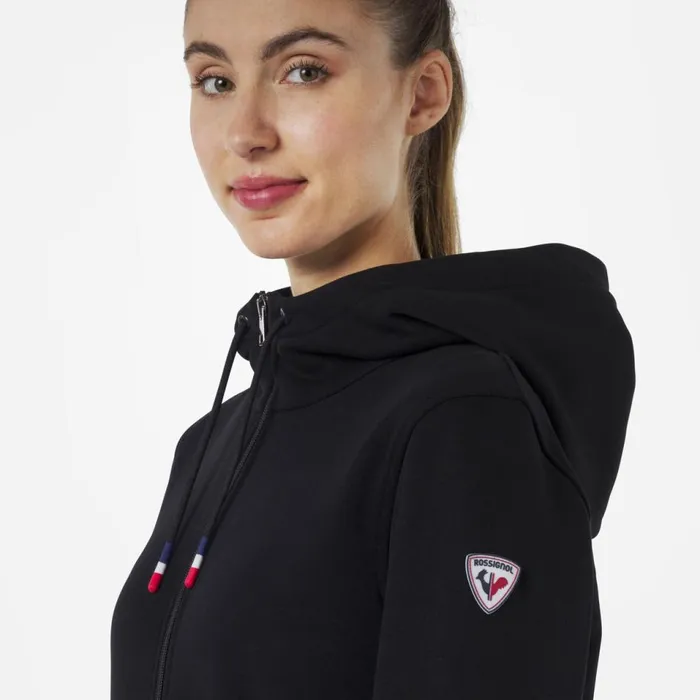 Damen Sweatshirts Und Pullover Rossignol Logo Damensweatshirt Mit Kapuze Und Durchgehendem Reiverschluss Black200