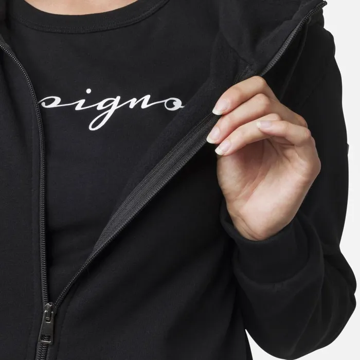 Damen Sweatshirts Und Pullover Rossignol Logo Damensweatshirt Mit Kapuze Und Durchgehendem Reiverschluss Black200