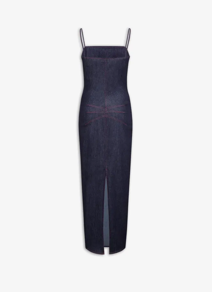 Dark Blue SPAGHETTI STRAPS DRESS IN STRETCH DENIM Women Alaa Dresses