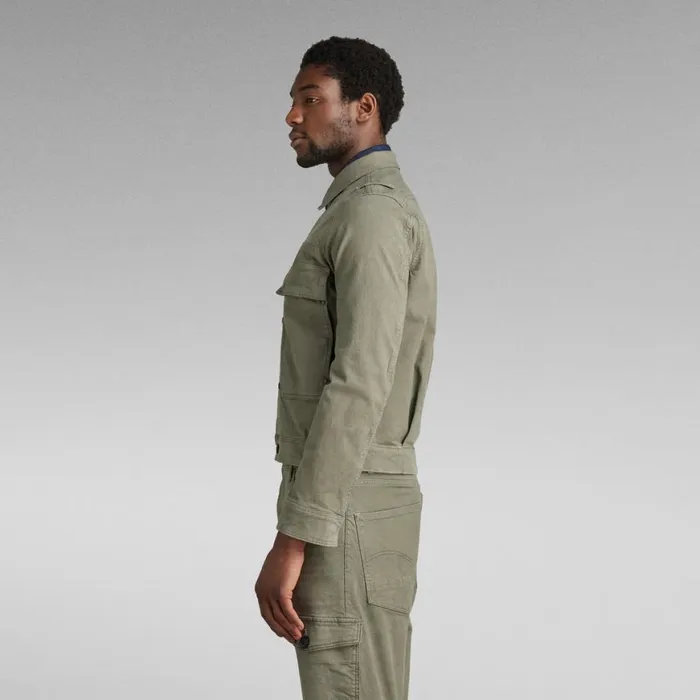 Denim Jackets Men GStar RAW Utility Flap Pocket Jacket Dark Shamrock Garment Dyed