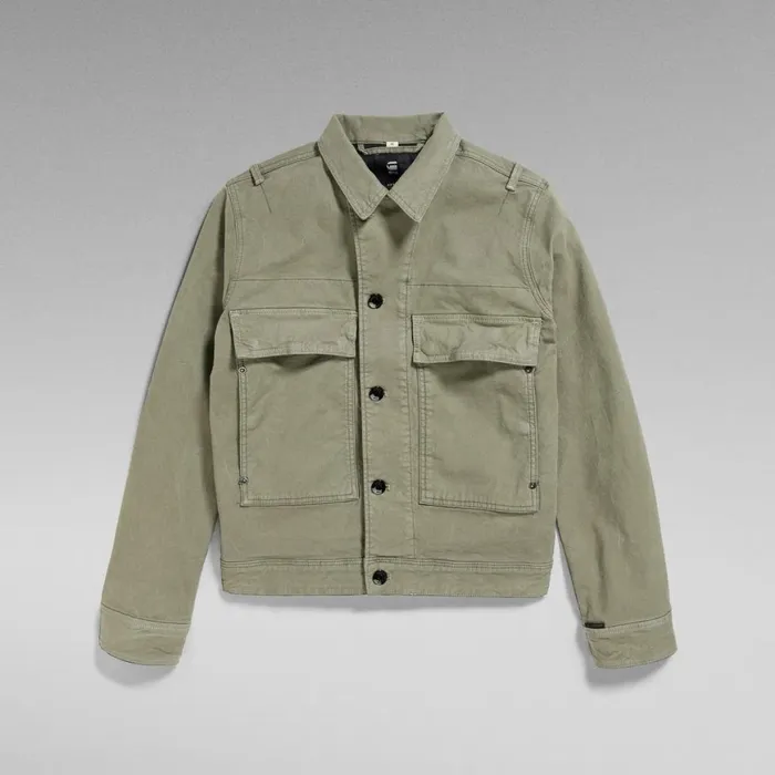 Denim Jackets Men GStar RAW Utility Flap Pocket Jacket Dark Shamrock Garment Dyed