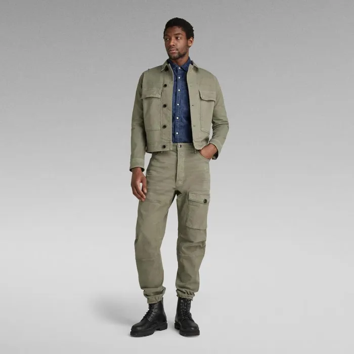 Denim Jackets Men GStar RAW Utility Flap Pocket Jacket Dark Shamrock Garment Dyed