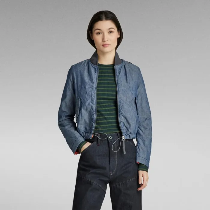 Denim Jackets Women GStar RAW Padded Drawstring Bomber Indigo