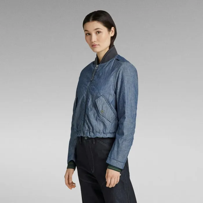 Denim Jackets Women GStar RAW Padded Drawstring Bomber Indigo