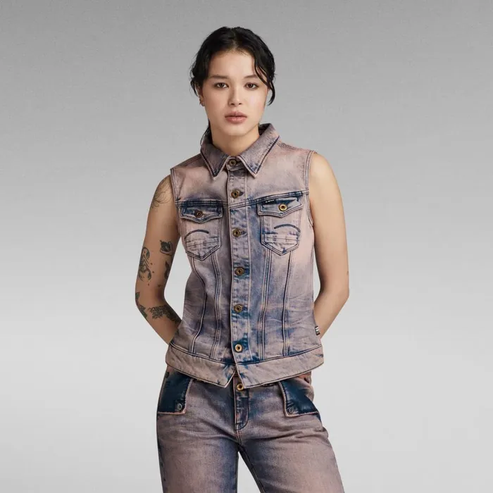 Denim Jackets Women GStar RAW Y2K Denim Sleeveless Jacket Light Lavender