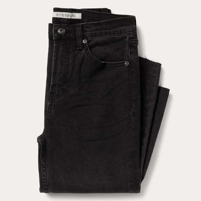 Denim Women Stetson 915 High Rise Straight Fit Crop Jeans Black