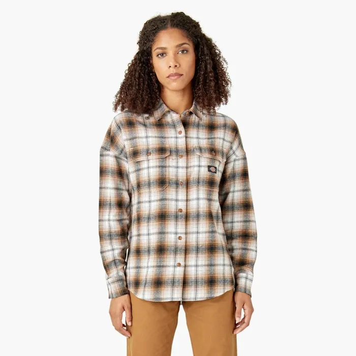 Dickies Button Up Women039s Long Sleeve Flannel Shirt Brown DuckBlack Ombre Plaid Brown Duckblack Ombre Plaid wpb 8211 Women Dickies Button Up Women039s Long Sleeve Flannel Shirt Brown DuckBlack Ombre Plaid Brown Duckblack Ombre Plaid wpb 8211 Women