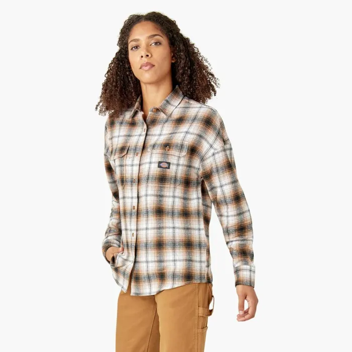 Dickies Button Up Women039s Long Sleeve Flannel Shirt Brown DuckBlack Ombre Plaid Brown Duckblack Ombre Plaid wpb 8211 Women Dickies Button Up Women039s Long Sleeve Flannel Shirt Brown DuckBlack Ombre Plaid Brown Duckblack Ombre Plaid wpb 8211 Women