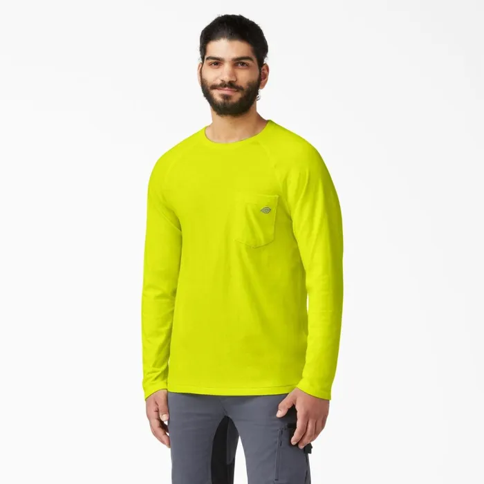 Dickies Hi Vis Cooling Long Sleeve Pocket TShirt Bright Yellow Bright Yellow bwd 8211 Men