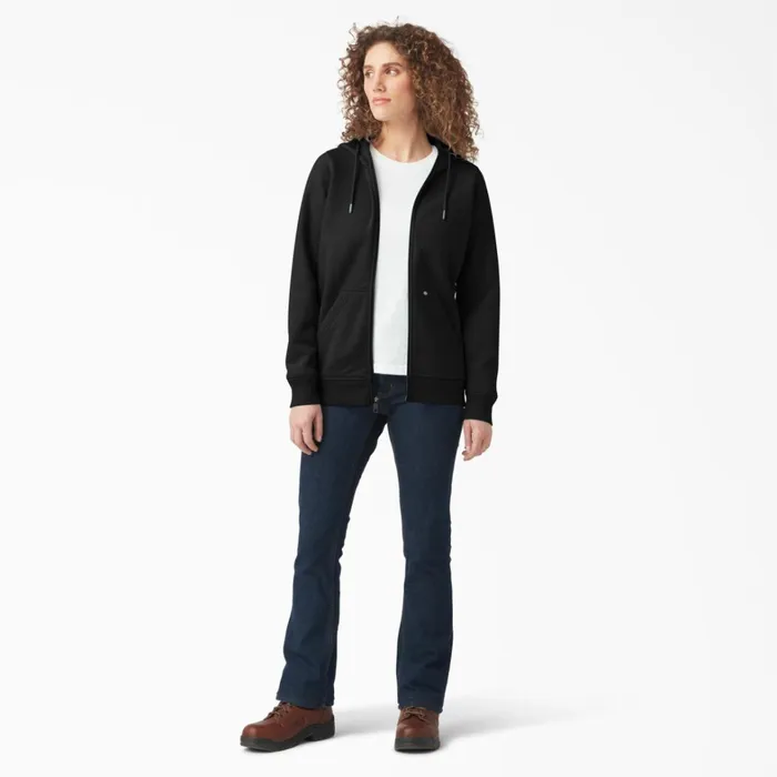 Dickies Hoodies and Sweatshirts Women039s Heavyweight FullZip Fleece Hoodie Black Black kbk 8211 Women