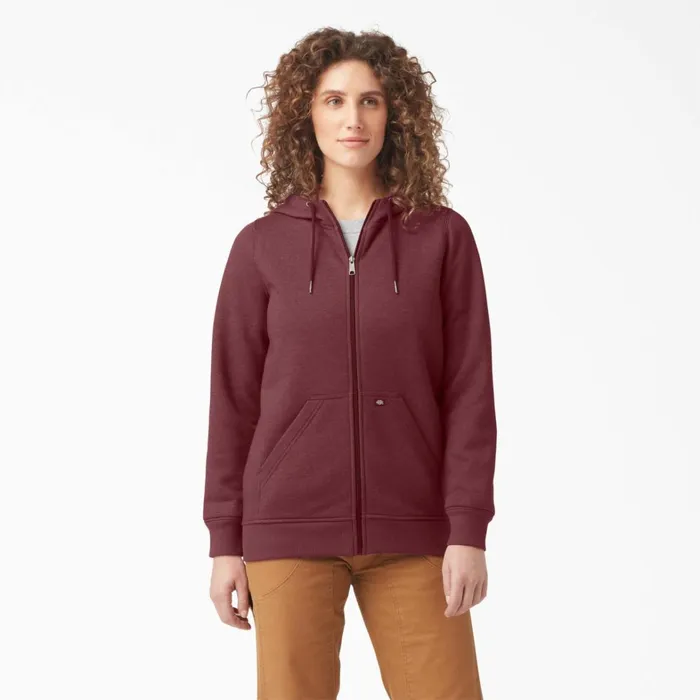 Dickies Hoodies and Sweatshirts Women039s Heavyweight FullZip Fleece Hoodie Burgundy Heather Burgundy Heather byh 8211 Women